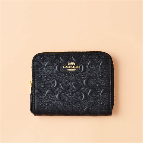 small black coach wallet|coach wallet black zipper mini.